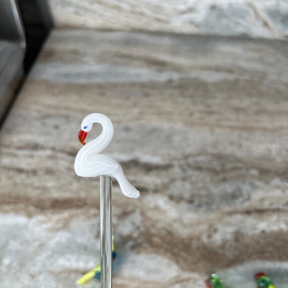 Glass Stir Sticks Bird Designs Unique Set Of 4 Cocktail Swizzle Stick Barware - Picture 4 of 12